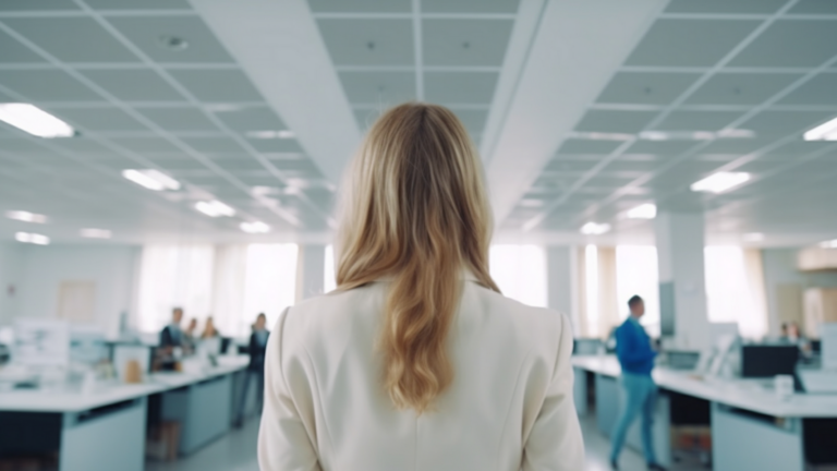 Frau steht im Büro
